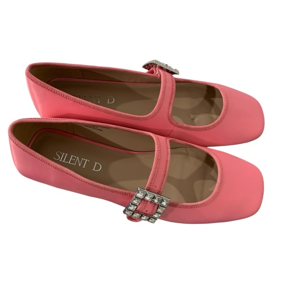 Anthropologie Silent D Mary Jane Satin Pink Flats size 39 NEW - Picture 2 of 6